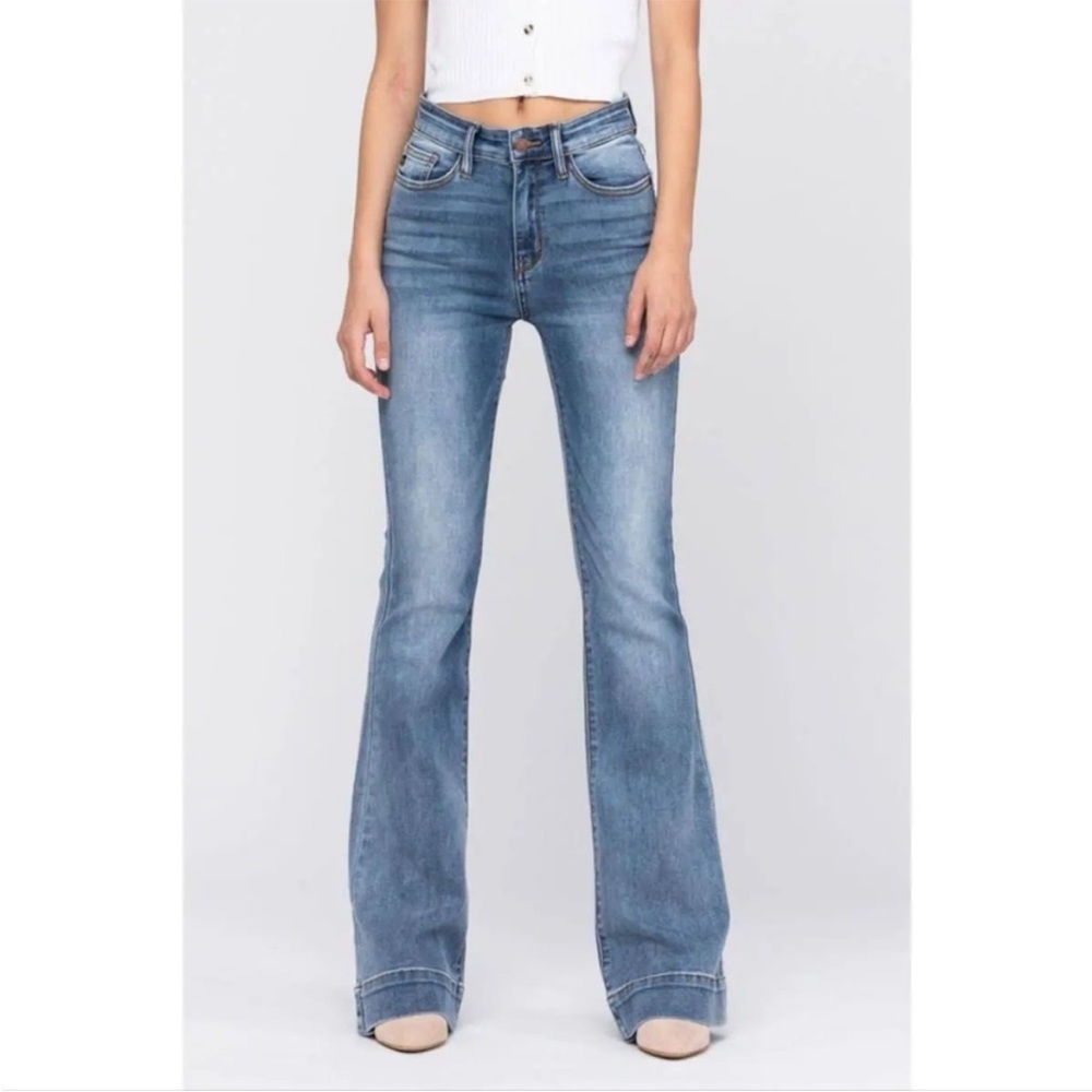 Judy Blue Chelsey Mid Rise Trouser Flare Jean Sz 13/31
